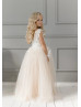 Ivory Lace Champagne Glitter Tulle Flower Girl Dress